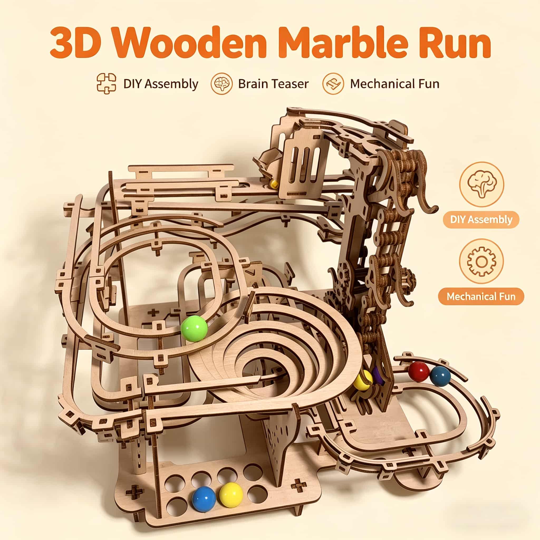 Running Gear Gifts - 기계식 구슬 경주 3D 나무 퍼즐