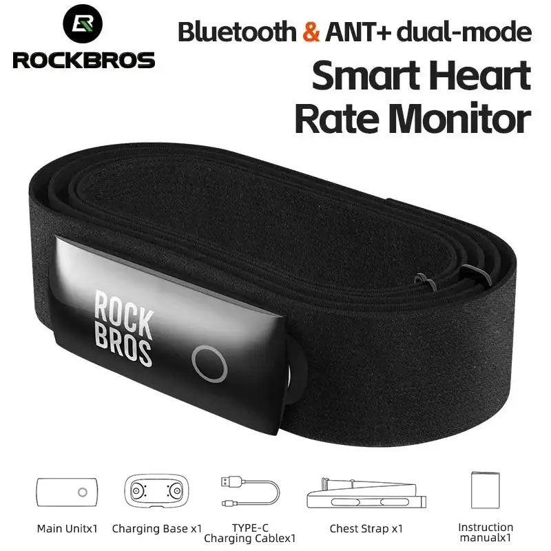 Heart Rate Strap Chest - ROCKBROS 업그레이드된 심박수 모니터(블루투스 4.0 및